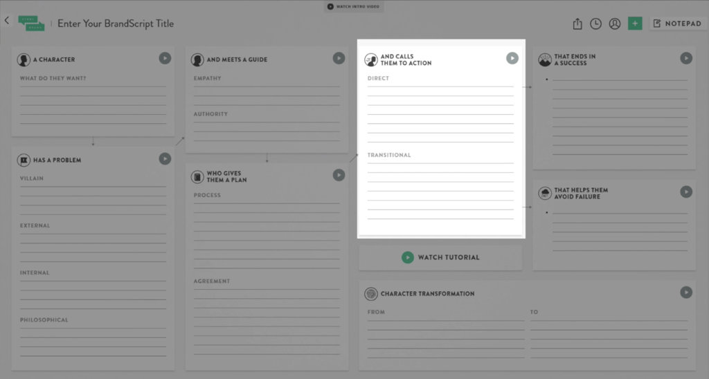 call to action brandscript